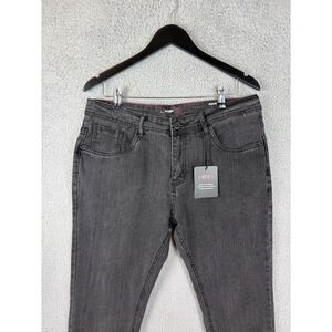 Ravmen Jeans Mens 34x32 Gray Charcoal Wash Skinny Fit Stretch Denim Pants Men